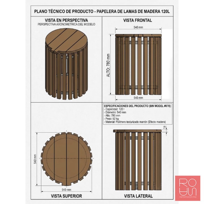 Papereres de plàstic reciclat amb tapa model Leire 